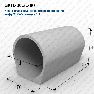 ЗКП200.3.200 Звено трубы круглое на плоском опирании
