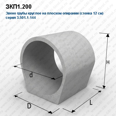 ЗКП1.200 Звено трубы круглое на плоском опирании (стенка 12 см)