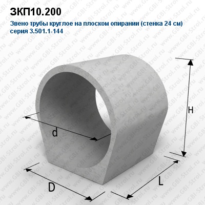 ЗКП10.200 Звено трубы круглое на плоском опирании (стенка 24 см)